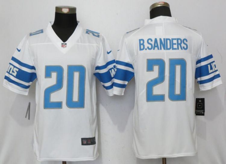 Men Detroit Lions 20 B.Sanders White Vapor Untouchable New Nike Limited Player